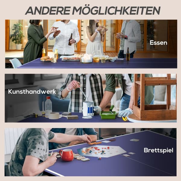 Bordtennisbord Sammenleggbart Bord I Kvartaler Med Bordtennisnett, 2 Bordtennisball, 3 Baller, Blå