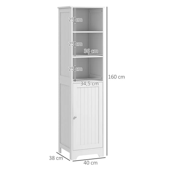 Baderomsskap Baderomsskap 3 Åpne Rom 1 Skaprom Oppbevaringsskap Baderom Stue Hvit 40X38X160Cm