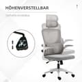 Miniatyrbilde 5 av 10: Kontorstol Ergonomisk Høydejusterbar Skrivebordsstol Justerbar Armlener Pute Vippefunksjon Korsryggstøtte Mesh Grå