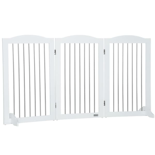 Hundesperredør Sikkerhetsport Sammenleggbar Hundeportstativ 3 Paneler Trappeport Hvit 154X30X80Cm