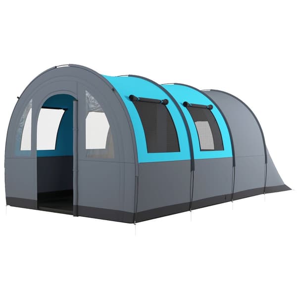 Tunnel Telt Camping Telt 6 Personer 2 Værelser Lys Krog Gruppetelt Bæretaske 3000Mm Familietelt Have Grå