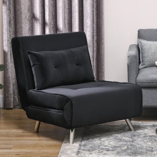Makuutuoli Kokoontaittuva Tuoli Sänky Toiminto Yhden Sohvan Tyyny Vierassänky Pehmustettu Sohva Velvet Musta 77X88X83Cm