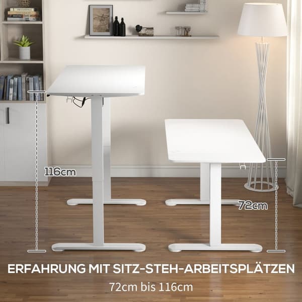 Højdejusterbart Skrivebord 140X70Cm Elektrisk Computer Skrivebord 4 Hukommelse Ergonomisk Sæde Stående Skrivebordskrog Anti-Kollision Hvid