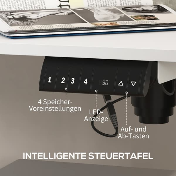 Højdejusterbart Skrivebord 140X70Cm Elektrisk Computer Skrivebord 4 Hukommelse Ergonomisk Sæde Stående Skrivebordskrog Anti-Kollision Hvid