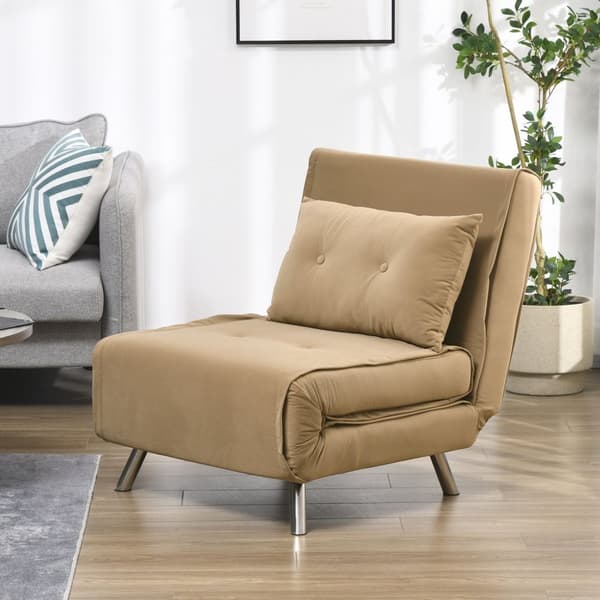 Makuutuoli Kokoontaittuva Tuoli Sänky Toiminto Yhden Sohvatyyny Vierassänky Pehmustettu Sohva Velvet Ruskea 77X88X83Cm