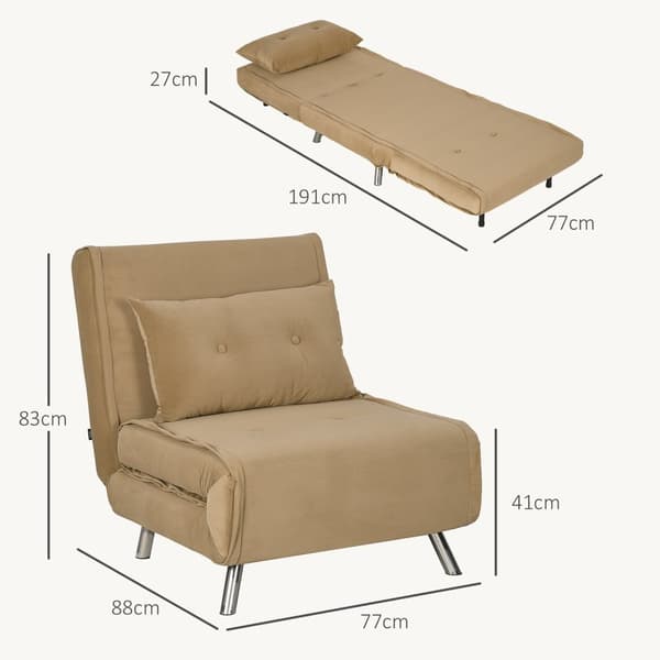 Makuutuoli Kokoontaittuva Tuoli Sänky Toiminto Yhden Sohvatyyny Vierassänky Pehmustettu Sohva Velvet Ruskea 77X88X83Cm