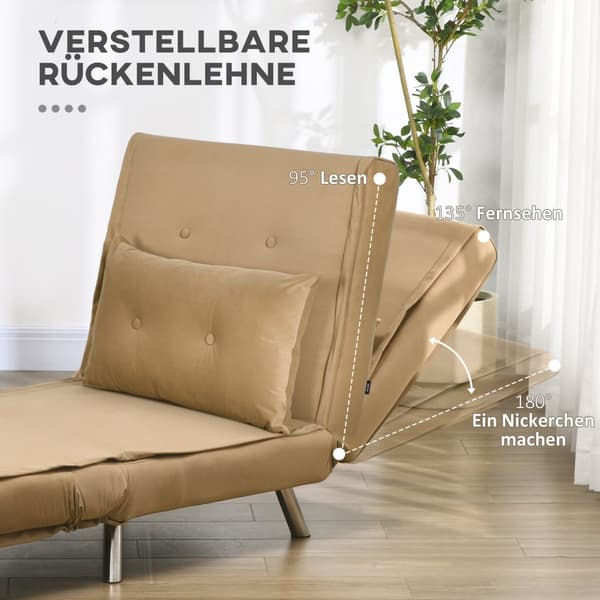 Makuutuoli Kokoontaittuva Tuoli Sänky Toiminto Yhden Sohvatyyny Vierassänky Pehmustettu Sohva Velvet Ruskea 77X88X83Cm