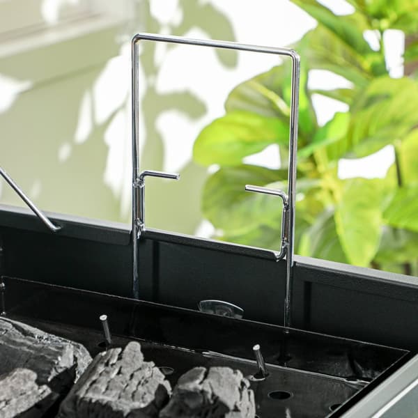 Hule Tregrill, Bordgrill Med Grillstativ, Kullbrett, Campinggrill Med Lokk, Håndtak, Termometer, Bordgrill For Piknik, Hage, Svart, 68,5 X 50 X 54 Cm
