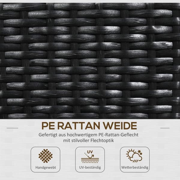 Polyrattan Højbed Med Espalier Blomsterkasse Plantekasse Blomsterseng Til Havebalkon Sort 103 X 103 X 29 Cm