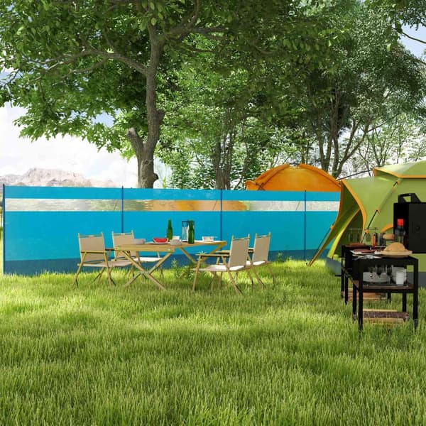 Camping Windbreak 4 Panel Privacy Screen Med Visningsvindu Bæreveske For Strandcamping 725 X 140 Cm Blå