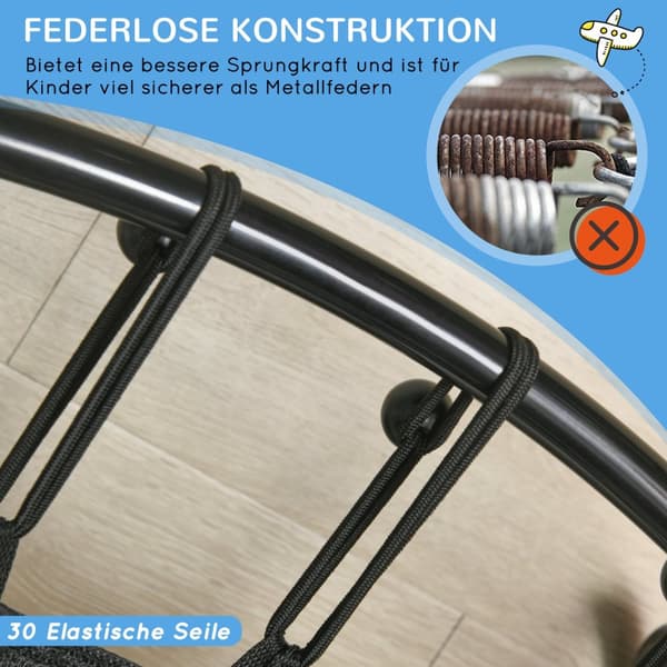 Trampolin Børnetrampolin Sikkerhedsnet Diameter 140 Cm Havetrampolin Basketball Hoop Basketball 20 Bolde 3-10 År Blå