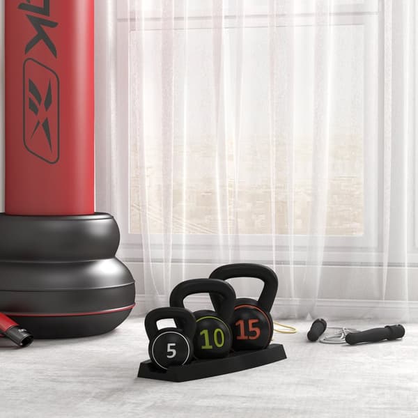 Kettlebell, 2,2 Kg, 4,5 Kg, 6,8 Kg Kettlebell, Sæt Med 3 Boldvægte Til Gymnastik, Styrketræning, Sort