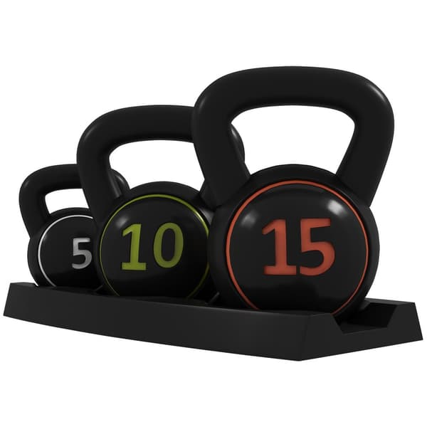 Kettlebell, 2,2 Kg, 4,5 Kg, 6,8 Kg Kettlebell, Sæt Med 3 Boldvægte Til Gymnastik, Styrketræning, Sort
