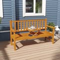Miniatyrbilde 3 av 10: Hagebenk 3-Seters Benk Bord Armlen Trebenk Opptil 280 Kg Balkong Uteplass Lysebrun 153X56X91Cm