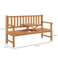 Miniatyrbilde 4 av 10: Hagebenk 3-Seters Benk Bord Armlen Trebenk Opptil 280 Kg Balkong Uteplass Lysebrun 153X56X91Cm