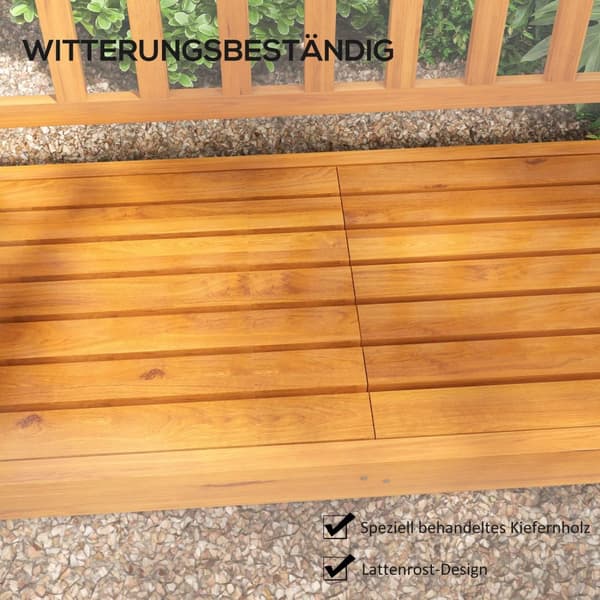 Hagebenk 3-Seters Benk Bord Armlen Trebenk Opptil 280 Kg Balkong Uteplass Lysebrun 153X56X91Cm