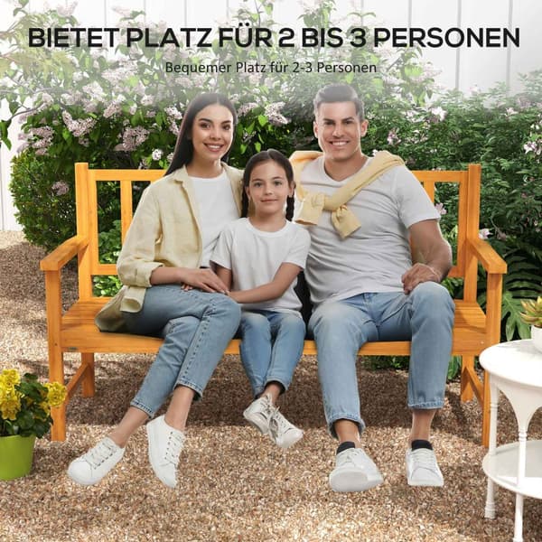 Hagebenk 3-Seters Benk Bord Armlen Trebenk Opptil 280 Kg Balkong Uteplass Lysebrun 153X56X91Cm
