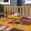 Miniatyrbilde 8 av 10: Hagebenk 3-Seters Benk Bord Armlen Trebenk Opptil 280 Kg Balkong Uteplass Lysebrun 153X56X91Cm