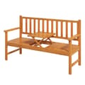 Miniatyrbilde 1 av 10: Hagebenk 3-Seters Benk Bord Armlen Trebenk Opptil 280 Kg Balkong Uteplass Lysebrun 153X56X91Cm