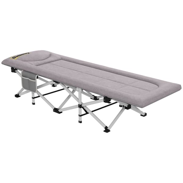 Feltseng, Sammenleggbar Campingseng Med Oppbevaringspose, Campingseng Med Bæreveske, Lastekapasitet Opptil 200 Kg, Oxford, Grå, 200 X 65 X 42 Cm