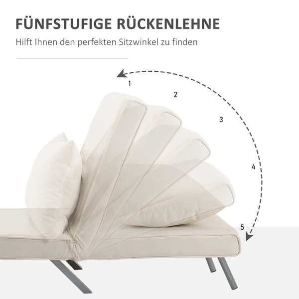 Sovesofa Med Armlæn 3-I-1 Sovesofa Gæsteseng Foldemadras Klapseng Chaiselong Multifunktionel Polyestercreme 65 X 69 X 80 Cm