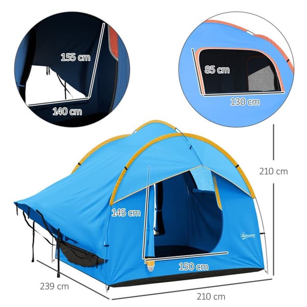 Bagtelt Biltelt 6 Personers Kuppeltelt Med 3 Dørs Vindues Bagklap Telt Til Campingvogn Suv Polyester Blå