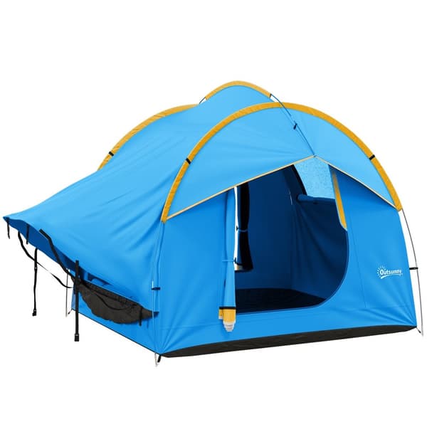 Bagtelt Biltelt 6 Personers Kuppeltelt Med 3 Dørs Vindues Bagklap Telt Til Campingvogn Suv Polyester Blå