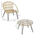 Miniatyrbilde 4 av 10: 5-Delt Hagemøbelsett I Rotting, Sittesett Med 1 Spisebord, 4 Stoler, Sittegruppe, Hagesett For Balkong, Terrasse, Polyester, Beige