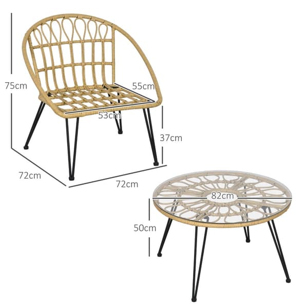 5-Delt Hagemøbelsett I Rotting, Sittesett Med 1 Spisebord, 4 Stoler, Sittegruppe, Hagesett For Balkong, Terrasse, Polyester, Beige