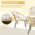 Miniatyrbilde 5 av 10: 5-Delt Hagemøbelsett I Rotting, Sittesett Med 1 Spisebord, 4 Stoler, Sittegruppe, Hagesett For Balkong, Terrasse, Polyester, Beige