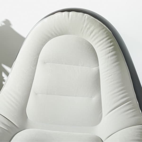 Oppblåsbar Sofa Med Fotskammel Air Sofa Med Koppholder, For Camping Og Hjemme, Lys Grå, 125X100X87Cm