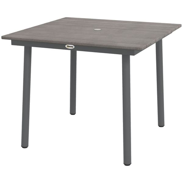 Garden Pöytä Ruokapöytä 4 Ihmistä Sateenvarjo Reikä Patio Pöytä Sälekehys Hdpe Tummanharmaa 90X90X75Cm