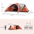 Miniatyrbild 4 av 10: Tunneltält, Campingtält, Vattenavvisande Familjetält För 6 Personer, Festivaltält Med Fönster, Bärväska, För Trädgård, Uteplats, Orange
