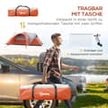 Miniatyrbild 9 av 10: Tunneltält, Campingtält, Vattenavvisande Familjetält För 6 Personer, Festivaltält Med Fönster, Bärväska, För Trädgård, Uteplats, Orange
