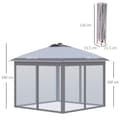 Miniatyrbilde 4 av 10: Gazebo 3.3X3.3M Folding Gazebo Led Usb Pop-Up Mesh Sidevegger Solbeskyttelsesveske Oxford Grey