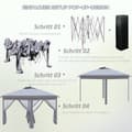 Miniatyrbilde 6 av 10: Gazebo 3.3X3.3M Folding Gazebo Led Usb Pop-Up Mesh Sidevegger Solbeskyttelsesveske Oxford Grey