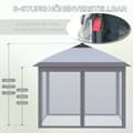Miniatyrbilde 7 av 10: Gazebo 3.3X3.3M Folding Gazebo Led Usb Pop-Up Mesh Sidevegger Solbeskyttelsesveske Oxford Grey