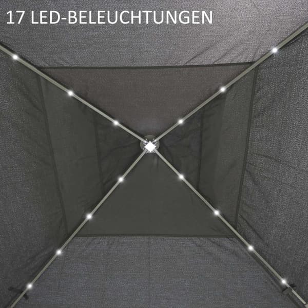 Gazebo 3.3X3.3M Folding Gazebo Led Usb Pop-Up Mesh Sidevegger Solbeskyttelsesveske Oxford Grey