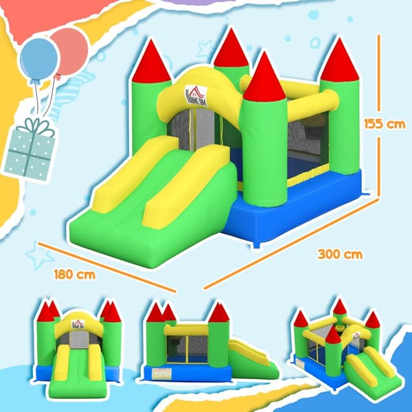 Hoppeborg Oppustelig Blæser Børne Hoppeborg Lege Slot Trampolin Sikkerhedsnet 3-10 År Oxford 300X180X160Cm