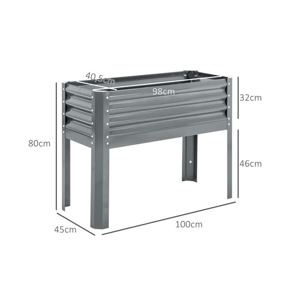 Høyseng Hevet Plantekasse Stål Kaldramme Urteseng Plantekasse For Hage Balkong Grå 100 X 45 X 80 Cm