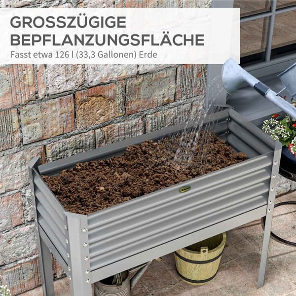 Høyseng Hevet Plantekasse Stål Kaldramme Urteseng Plantekasse For Hage Balkong Grå 100 X 45 X 80 Cm
