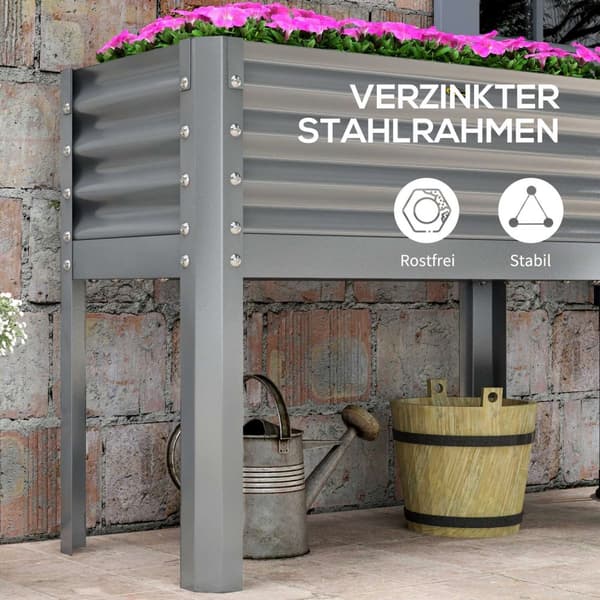 Høyseng Hevet Plantekasse Stål Kaldramme Urteseng Plantekasse For Hage Balkong Grå 100 X 45 X 80 Cm
