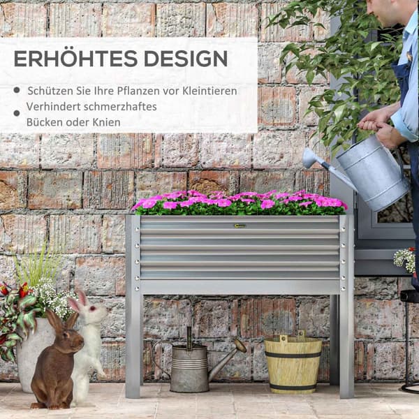 Høyseng Hevet Plantekasse Stål Kaldramme Urteseng Plantekasse For Hage Balkong Grå 100 X 45 X 80 Cm