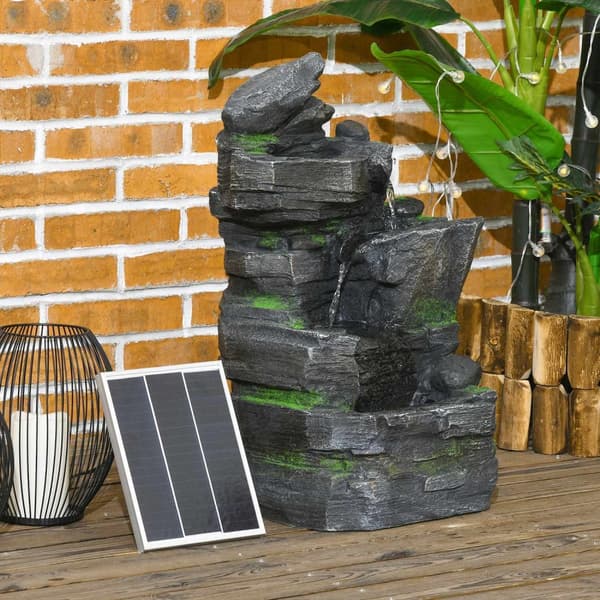 Garden Fountain Solar Fountain 4 Tasoa Led-Valaistus Koristeellinen Suihkulähde Puutarha Parveke Synteettinen Hartsi 34X28X57Cm