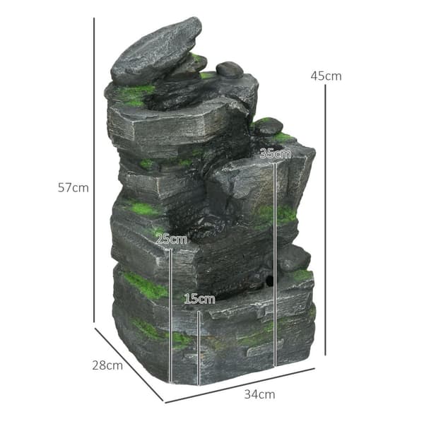 Garden Fountain Solar Fountain 4 Tasoa Led-Valaistus Koristeellinen Suihkulähde Puutarha Parveke Synteettinen Hartsi 34X28X57Cm