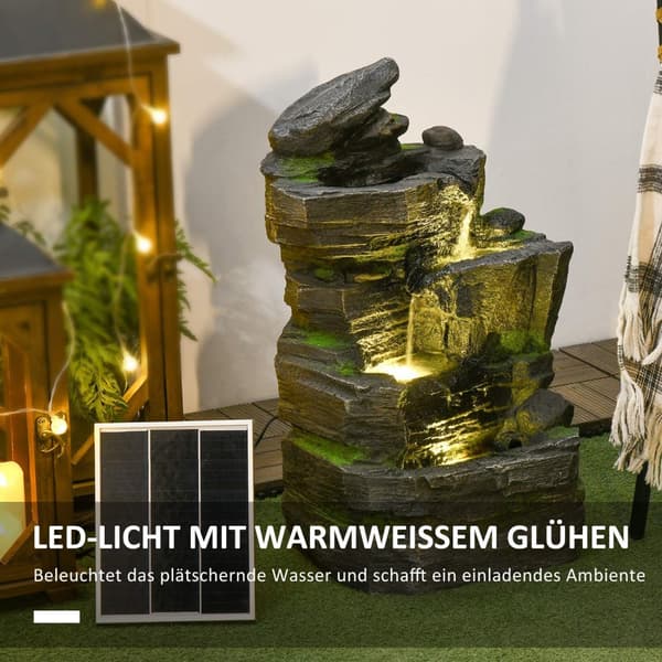 Garden Fountain Solar Fountain 4 Tasoa Led-Valaistus Koristeellinen Suihkulähde Puutarha Parveke Synteettinen Hartsi 34X28X57Cm