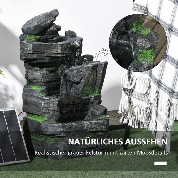 Garden Fountain Solar Fountain 4 Tasoa Led-Valaistus Koristeellinen Suihkulähde Puutarha Parveke Synteettinen Hartsi 34X28X57Cm