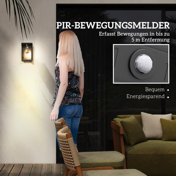 Solar Vegglys Led Utendørs Lys Hage Lys Varm Hvit Justerbar Lys Sensor Ip44 Hage Patio Svart