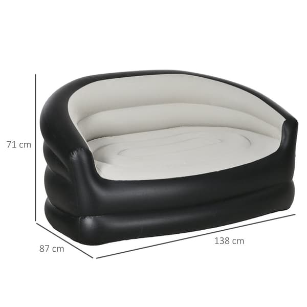Oppblåsbar Sofa Oppblåsbar Sofa Med Myk Plysj For 2 Personer, Innendørs Og Utendørs, Lys Grå, 125X100X87Cm