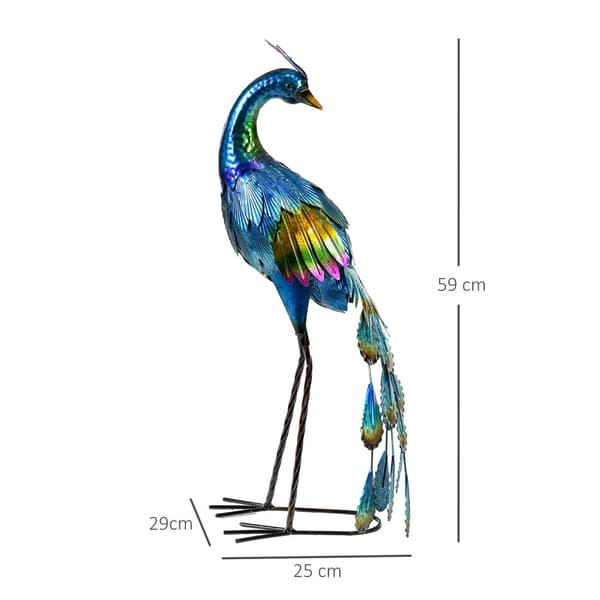 Hagefigur Påfugl Værbestandig Utendørs Ornament Skulptur Balkong Patio 59Cm